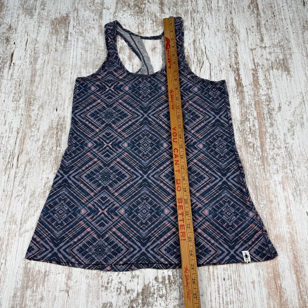 Smartwool Merino 150 Tank Top Womens Small Blue Geometric Racerback Activewear - Picture 6 of 8
